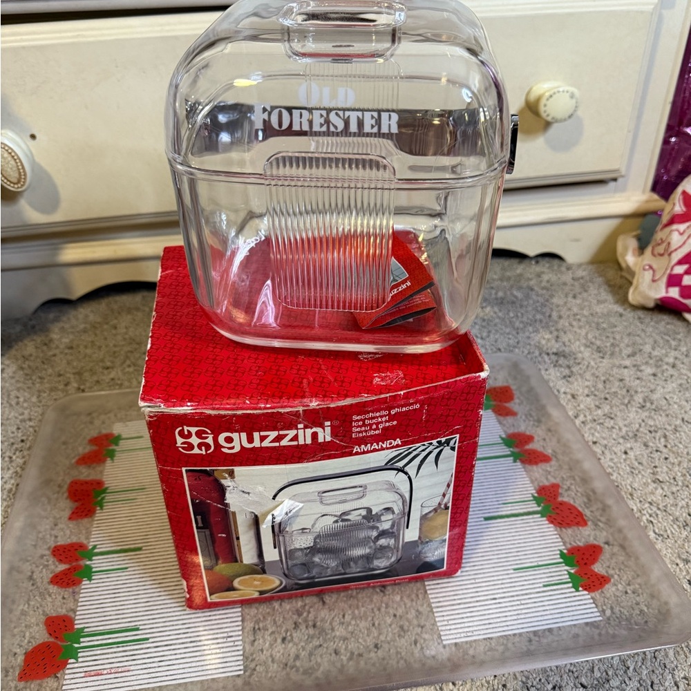 80s Lucite Italian Made Ice Bucket With Box